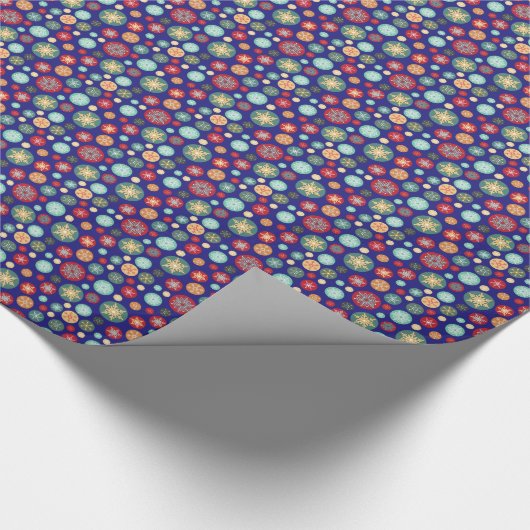Kerstpoka Dot Snowflake Retro Patroon Cadeaupapier (Hoek)