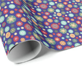 Kerstpoka Dot Snowflake Retro Patroon Cadeaupapier (Rol Hoek)