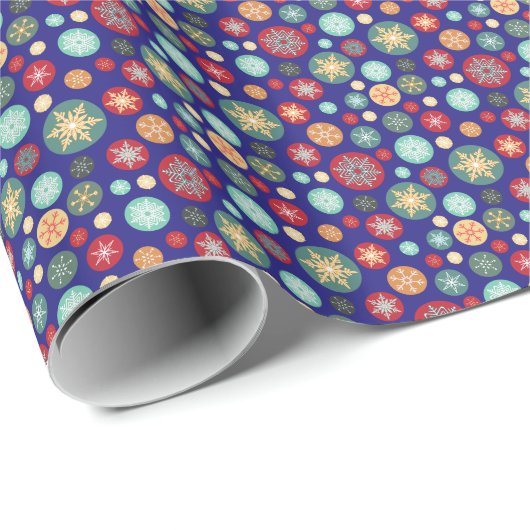 Kerstpoka Dot Snowflake Retro Patroon Cadeaupapier (Rol Hoek)