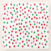 kerstpoka Dots Glazen Onderzetter (Voorkant)