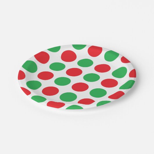 kerstpoka Dots Papieren Bordje (Gekanteld)