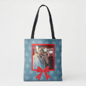 Kerstpokadot met rode boe tote bag (Voorkant)
