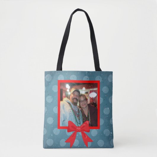 Kerstpokadot met rode boe tote bag (Voorkant)