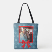 Kerstpokadot met rode boe tote bag (Achterkant)