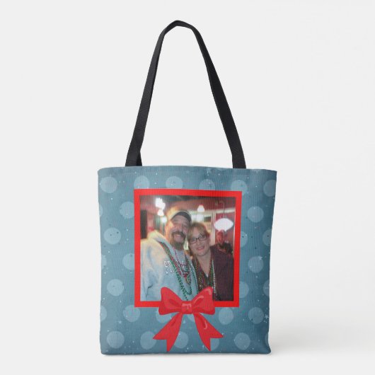 Kerstpokadot met rode boe tote bag (Achterkant)