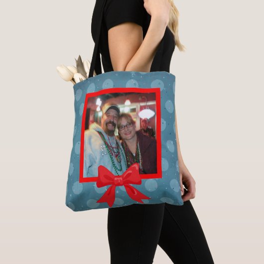 Kerstpokadot met rode boe tote bag (Dichtbij)