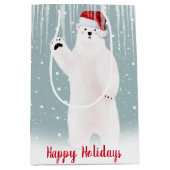 kerstpolair Beer in ICIle Medium Gift Bag Medium Cadeauzakje (Voorkant)