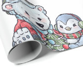 kerstpolair Beer met een vriend Cadeaupapier (Rol Hoek)