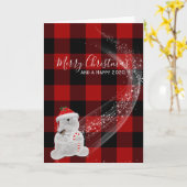 kerstpolair beer op lumberjack plaid kaart (Gele Bloem)