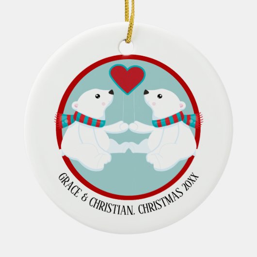 Kerstpolaristisch Beer op maat Keramisch Ornament (Voorkant)