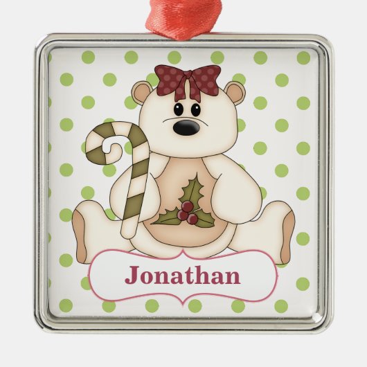 Kerstpolaristisch Beer op maat Metalen Ornament (Voorkant)