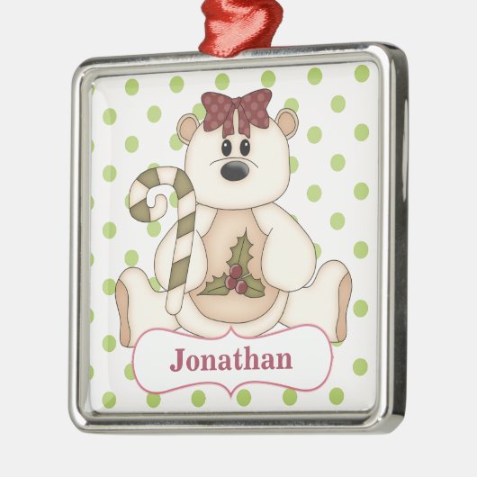 Kerstpolaristisch Beer op maat Metalen Ornament (Links)