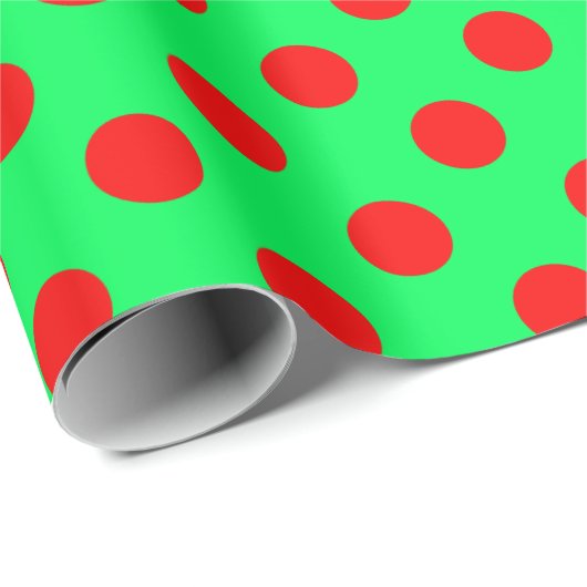 Kerstpolka stit rood/groen cadeaupapier (Rol Hoek)
