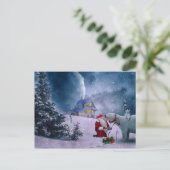 Kerstpoly Beer Santa Snow Scene Briefkaart (Staand voorkant)