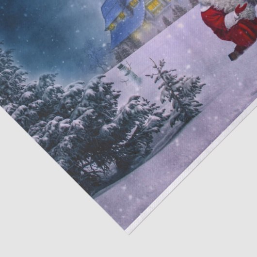 Kerstpoly Beer Santa Snow Scene Tissuepapier (Detail)