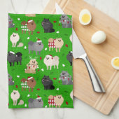 Kerstpomeranians keukenhanddoek (Quarter Fold)