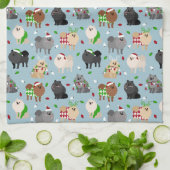 Kerstpomeranians keukenhanddoek (Gevouwen)