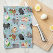 Kerstpomeranians keukenhanddoek (Quarter Fold)