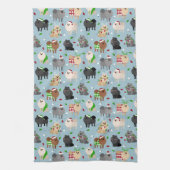 Kerstpomeranians keukenhanddoek (Verticaal)