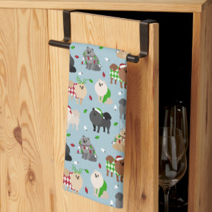 Kerstpomeranians keukenhanddoek