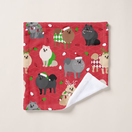 Kerstpomeraniërs Bad Handdoek (Wasdoekje)
