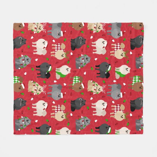 Kerstpomeraniërs Fleece Deken (Voorkant (Horizontaal))