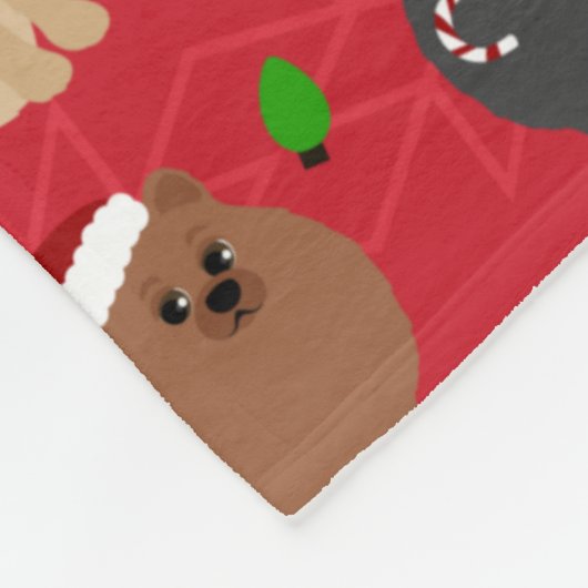 Kerstpomeraniërs Fleece Deken (Hoek)