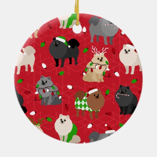 Kerstpomeraniërs Keramisch Ornament (Achterkant)