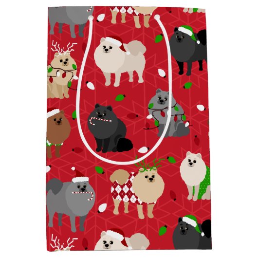 Kerstpomeraniërs Medium Cadeauzakje (Voorkant)