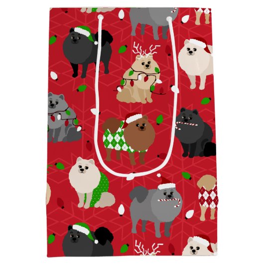 Kerstpomeraniërs Medium Cadeauzakje (Achterkant)