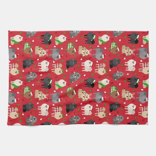 Kerstpomeraniërs Theedoek (Horizontaal)