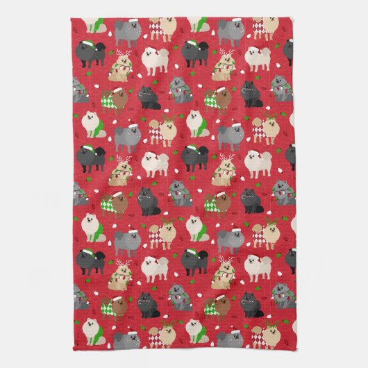 Kerstpomeraniërs Theedoek (Verticaal)