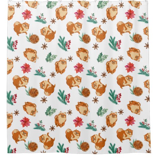 Kerstpommeren: Shower Curtain Douchegordijn (Voorkant)