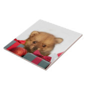 Kerstpommerische puppy tegeltje (Zijkant)