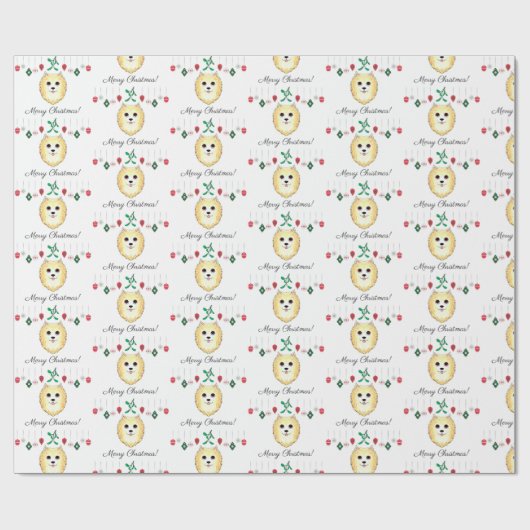 Kerstpommern Cadeaupapier (Vlak)