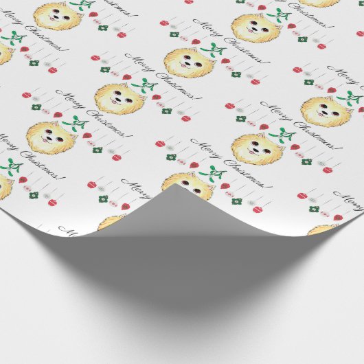 Kerstpommern Cadeaupapier (Hoek)