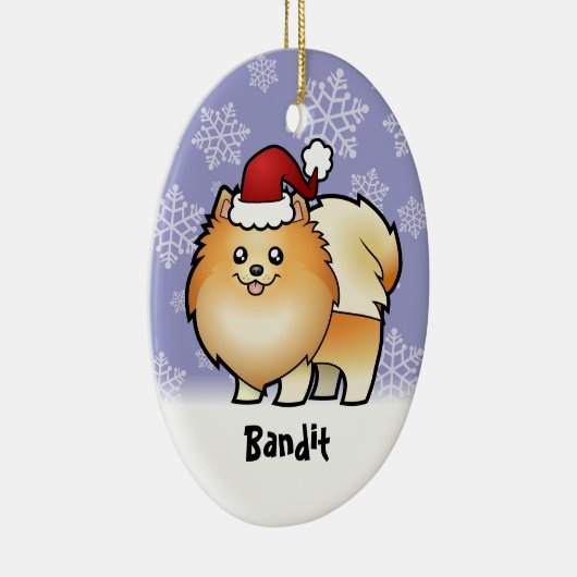 Kerstpommern (voeg je huisdiernaam toe) keramisch ornament (Rechts)