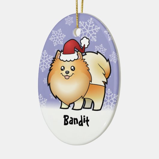 Kerstpommern (voeg je huisdiernaam toe) keramisch ornament (Links)