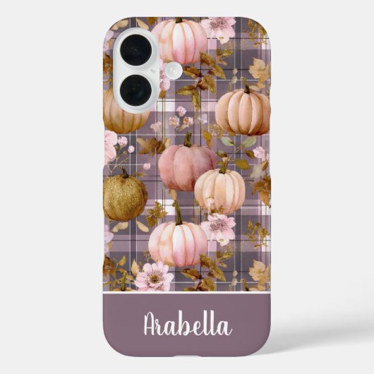 Kerstpompoen en bloemen geruit patroon Case-Mate iPhone case (Achterkant)