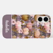Kerstpompoen en bloemen geruit patroon Case-Mate iPhone case (Achterkant (horizontaal))