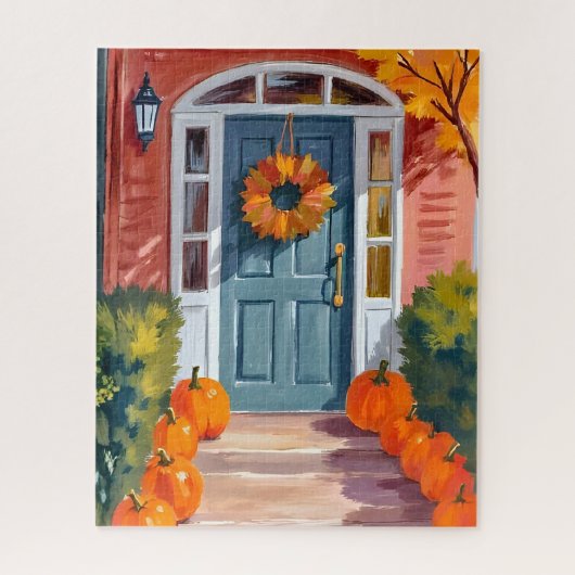 Kerstpompoenen | Aquarel Herfst Legpuzzel (Verticaal)