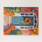 Kerstpompoenen | Aquarel Herfst Legpuzzel (Horizontaal)