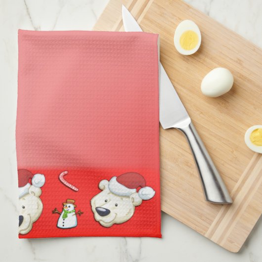 KerstpooBeer rood Theedoek (Quarter Fold)