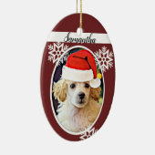 kerstpooidehond-ovaal versierd keramisch ornament (Rechts)