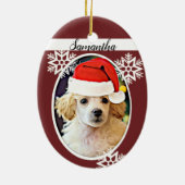 kerstpooidehond-ovaal versierd keramisch ornament (Achterkant)