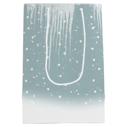 kerstpooier Beren in sneeuwwitzak Medium Cadeauzakje (Achterkant)