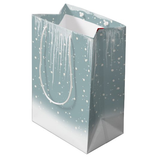 kerstpooier Beren in sneeuwwitzak Medium Cadeauzakje (Achterkant Gekanteld)