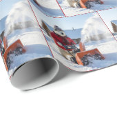 Kerstpoolbeer die een sneeuwblazer duwt cadeaupapier (Rol Hoek)