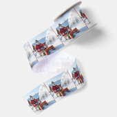 Kerstpoolbeer die een sneeuwblazer duwt satijnen lint (Achterkant)