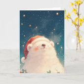 Kerstpoolbeer Kaart (Gele Bloem)